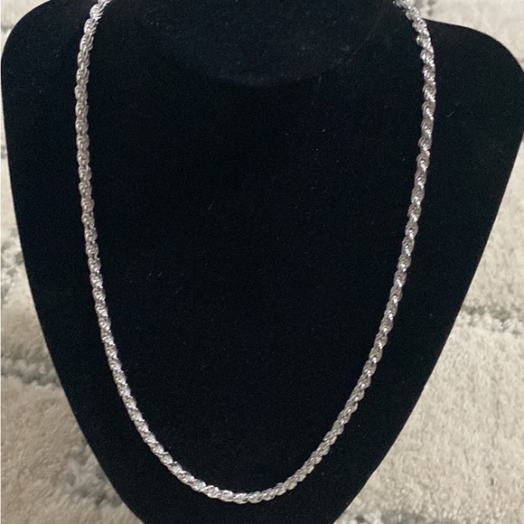 Real 925 Sterling Silver Diamond Cut Rope Chain Made in Italy 3.5mm 20 inch - Picture 1 of 2